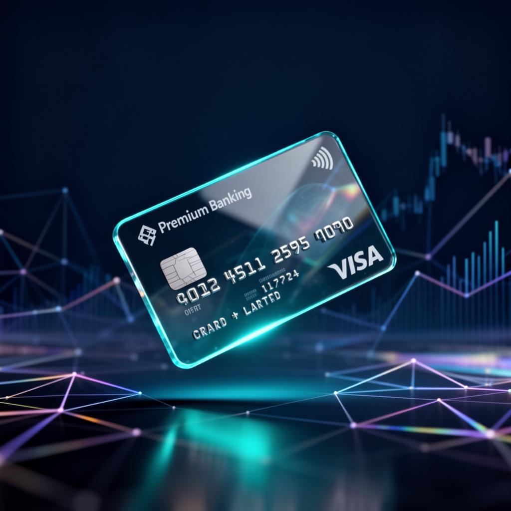 Carte bancaire premium fintech avec effet glassmorphism